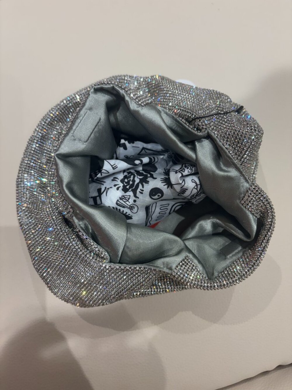 Kara Silver Crystal Mesh Shoulder Bag - Picture 2 of 4